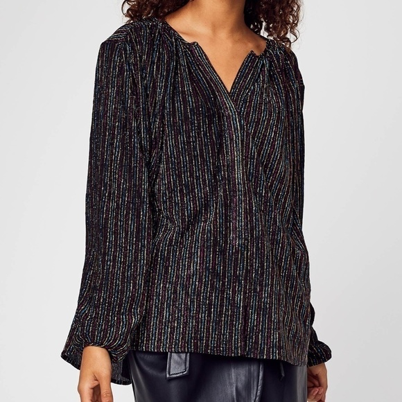 Anthropologie See U Soon Black Sparkle Multicoloured Blouse - Size Small - Picture 5 of 16